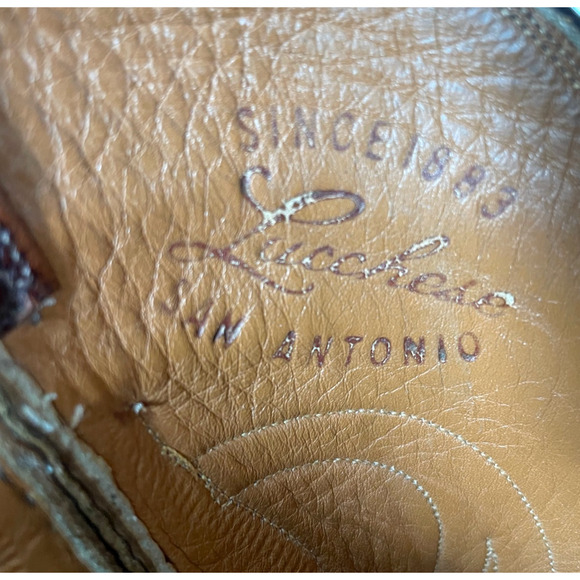 Lucchese San Antonio Vintage Cowboy Boots Brown Leather 10B USA Western main image 4
